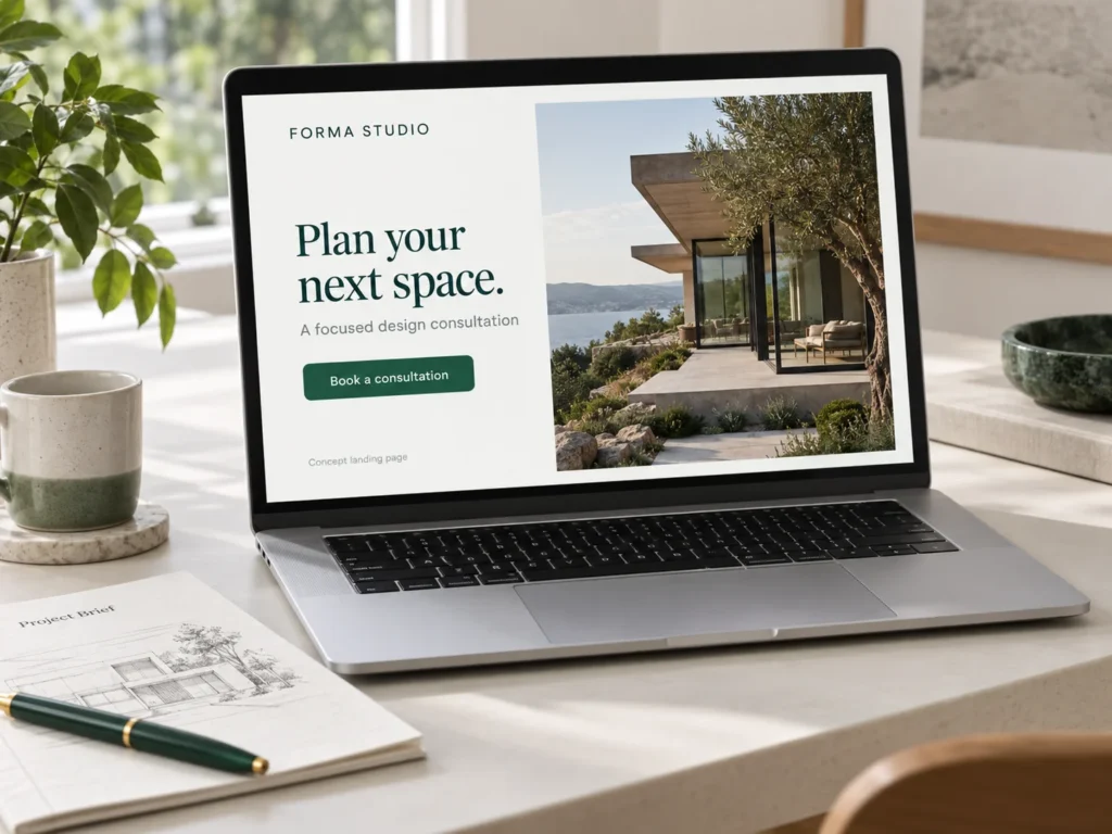 Campaign landing page concept with an architecture consultation call to action